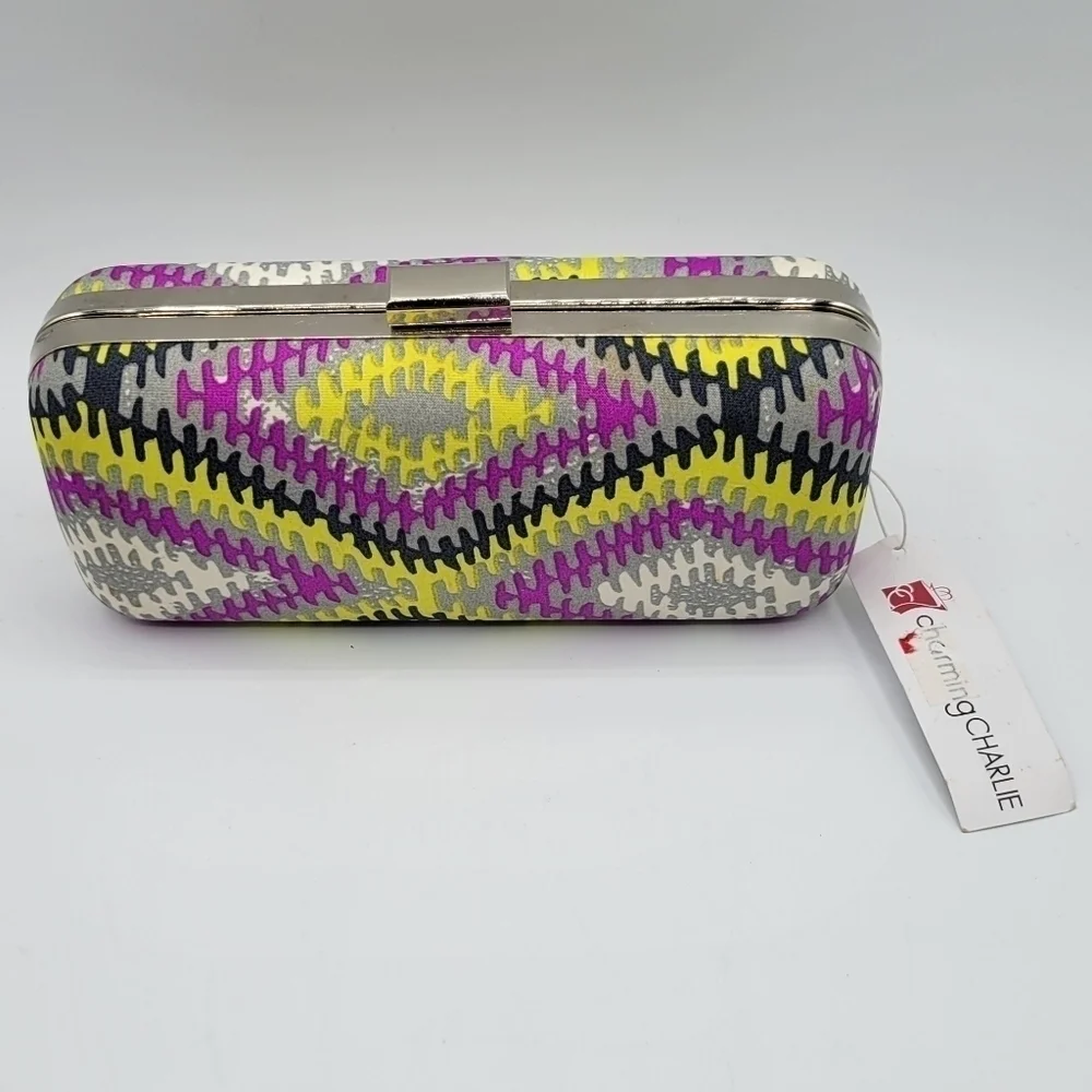 Charming Charlie yellow multicolor clutch Purse